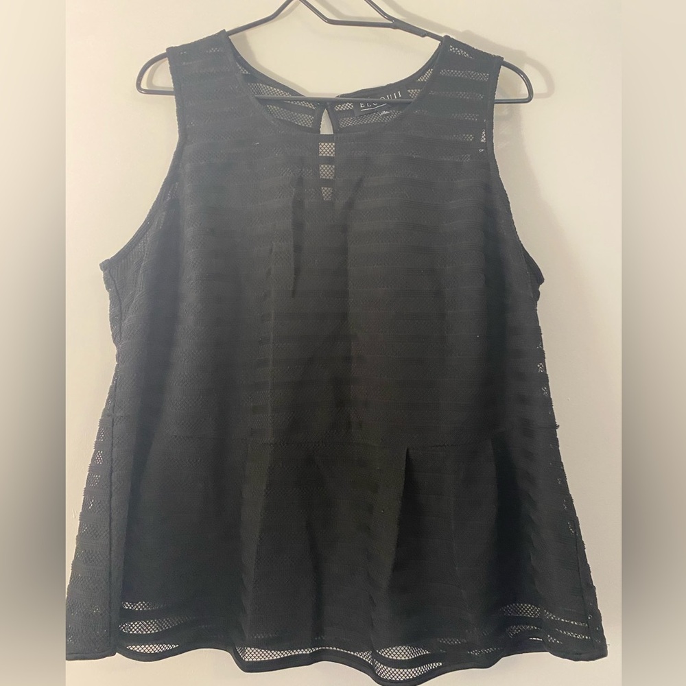 ELOQUII women’s size 18 black mesh sleeveless peplum top
